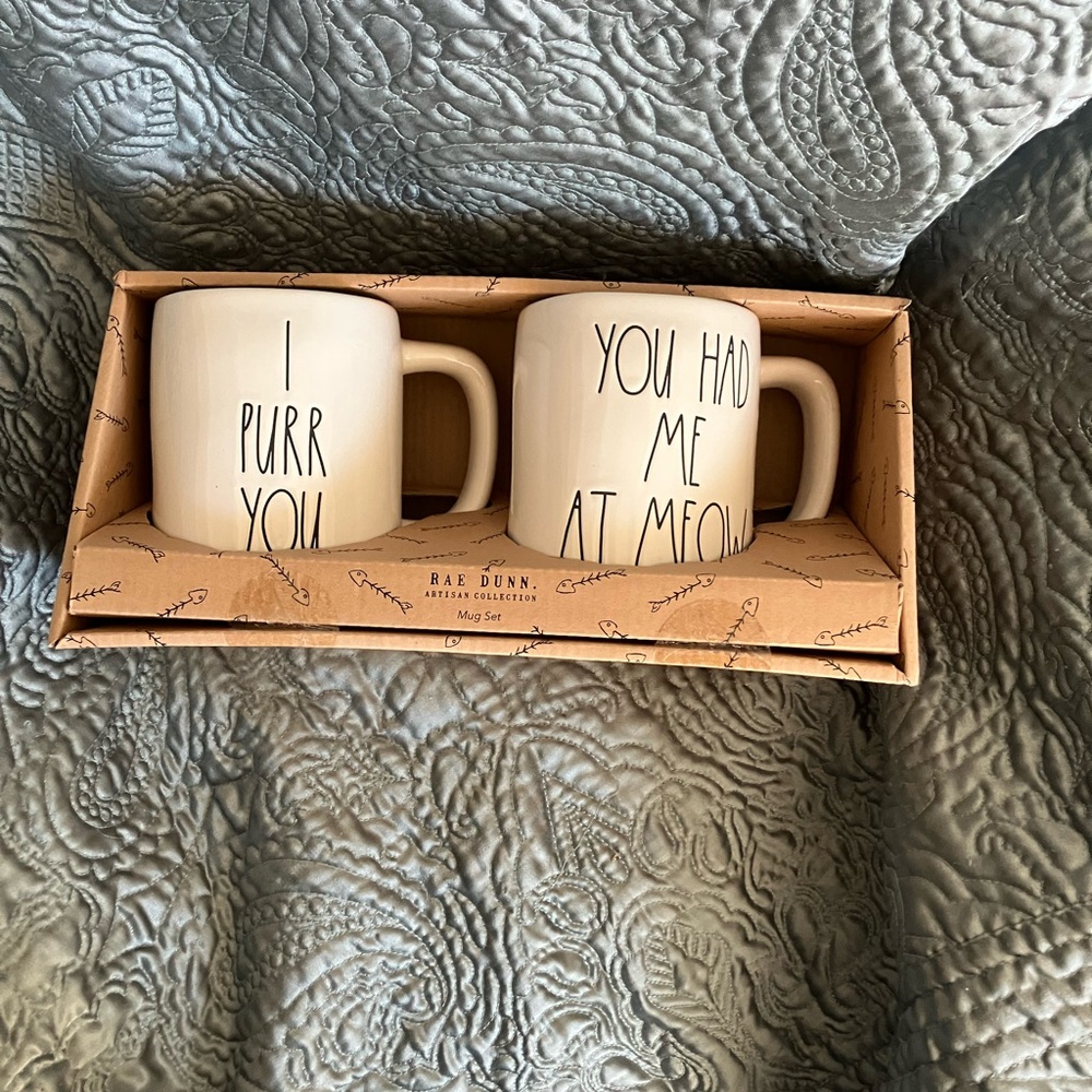 Rae Dunn White Ceramic Mug Set Minimalist Dining